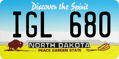 ND license plate IGL680