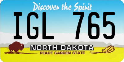 ND license plate IGL765