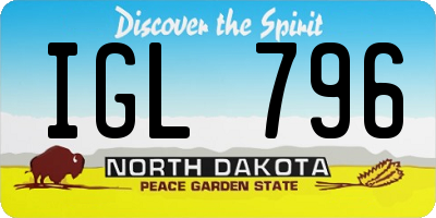 ND license plate IGL796