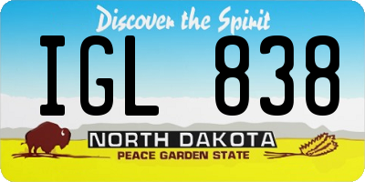 ND license plate IGL838
