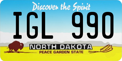 ND license plate IGL990