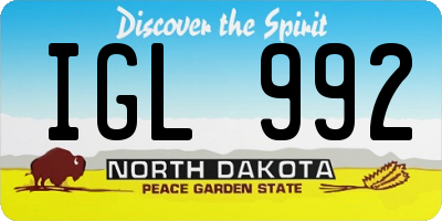 ND license plate IGL992
