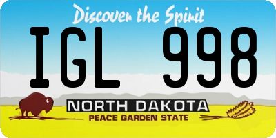 ND license plate IGL998
