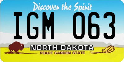 ND license plate IGM063