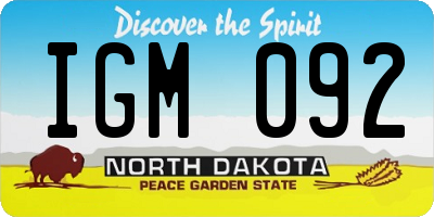 ND license plate IGM092