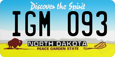 ND license plate IGM093