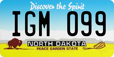ND license plate IGM099