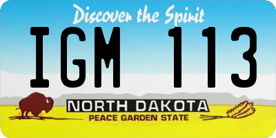 ND license plate IGM113