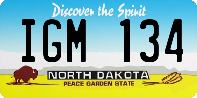 ND license plate IGM134