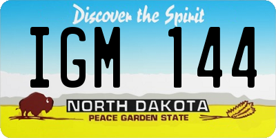 ND license plate IGM144