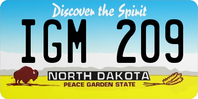 ND license plate IGM209