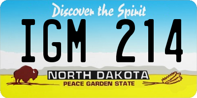 ND license plate IGM214