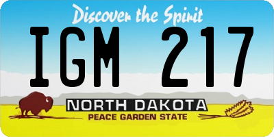 ND license plate IGM217