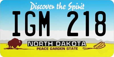 ND license plate IGM218