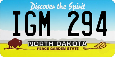 ND license plate IGM294