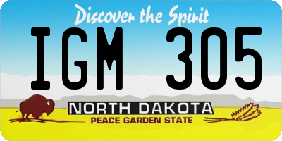 ND license plate IGM305