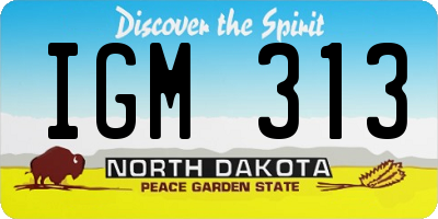ND license plate IGM313