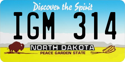 ND license plate IGM314