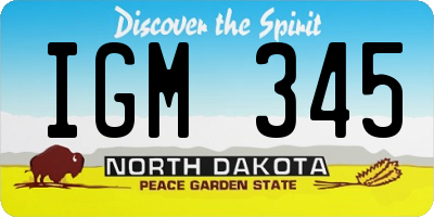 ND license plate IGM345