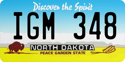 ND license plate IGM348