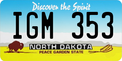 ND license plate IGM353