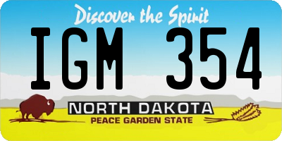 ND license plate IGM354