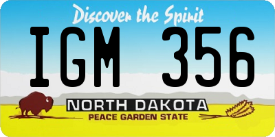 ND license plate IGM356