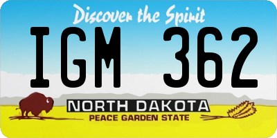 ND license plate IGM362