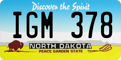 ND license plate IGM378