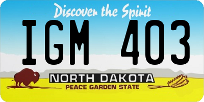 ND license plate IGM403