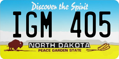 ND license plate IGM405