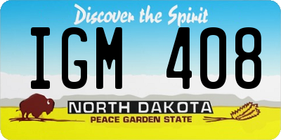 ND license plate IGM408