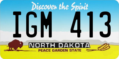 ND license plate IGM413