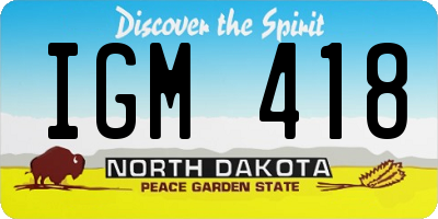 ND license plate IGM418