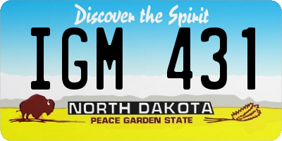 ND license plate IGM431