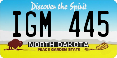 ND license plate IGM445