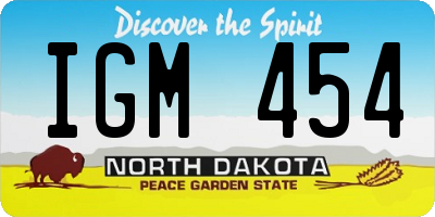 ND license plate IGM454