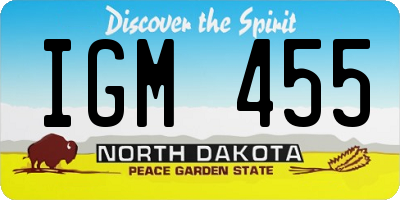ND license plate IGM455