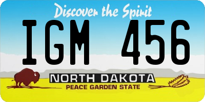 ND license plate IGM456