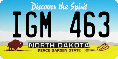 ND license plate IGM463
