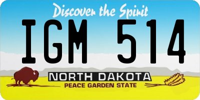 ND license plate IGM514