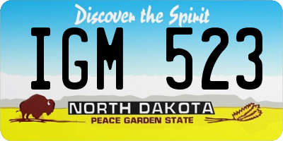 ND license plate IGM523