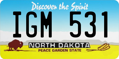 ND license plate IGM531