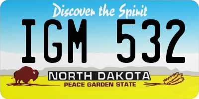 ND license plate IGM532