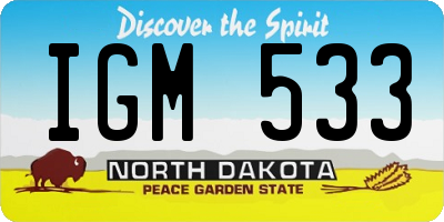 ND license plate IGM533