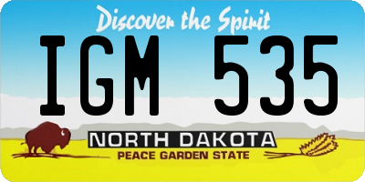 ND license plate IGM535