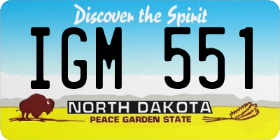 ND license plate IGM551