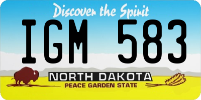 ND license plate IGM583