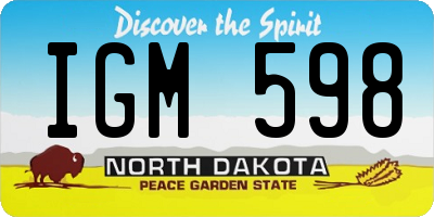 ND license plate IGM598