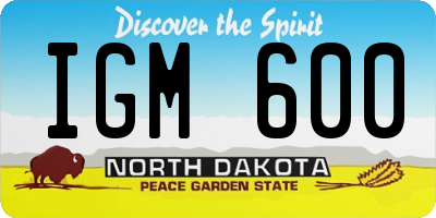 ND license plate IGM600